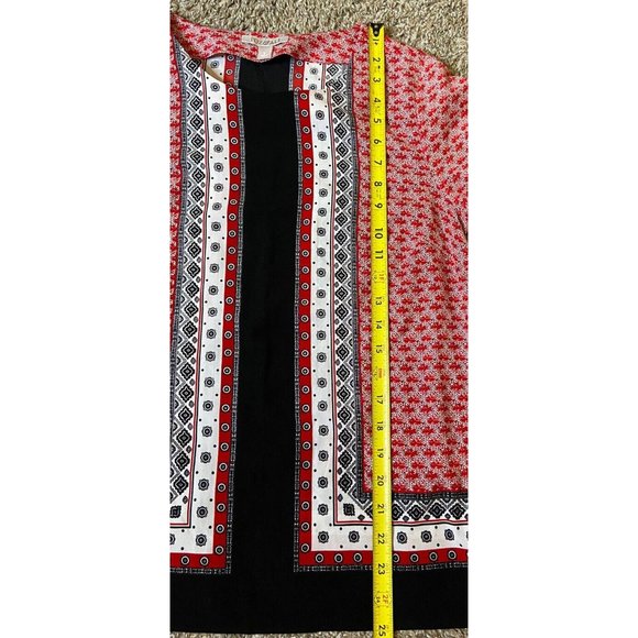 Roz & Ali Red Lightweight Blouse Women Small Patterned Long Sleeve Pop Over - Picture 6 of 8